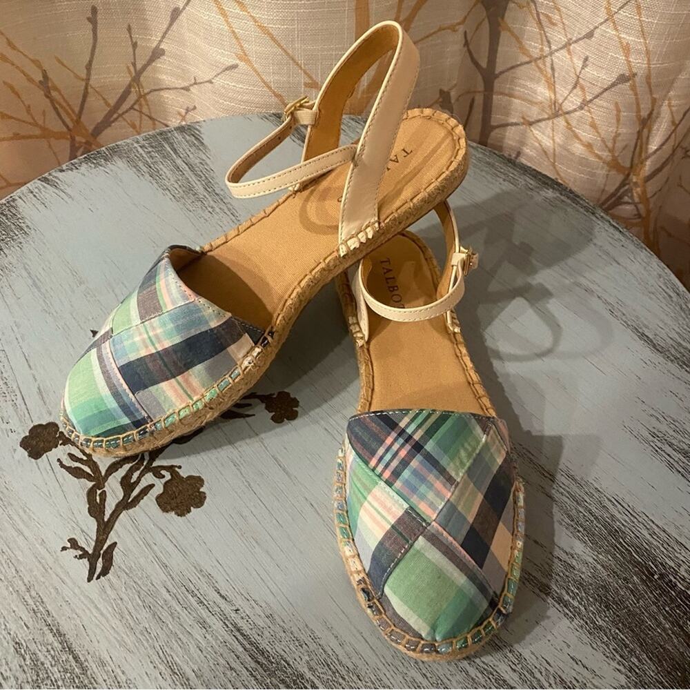 NWOT Talbots Size 7 Izzy D'Orsay Espadrilles - Madras Spring Summer Sandals